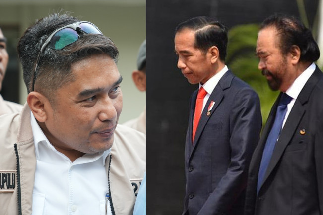 Kolase foto Ketua Umum GEMPITA Alfonso Ferry Pahotan (kiri) serta Presiden Joko Widodo dan Ketua Umum NasDem Surya Paloh